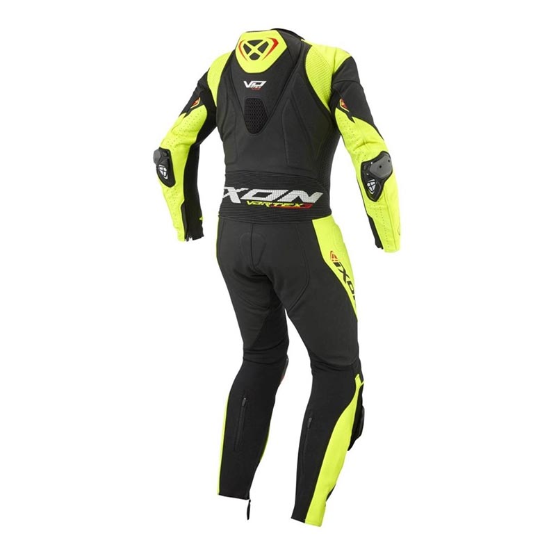 IXON Vortex 3 monoentrepieza Mono de cuero – Mono de carreras perforado | Hombre | Negro/Neón amarillo 