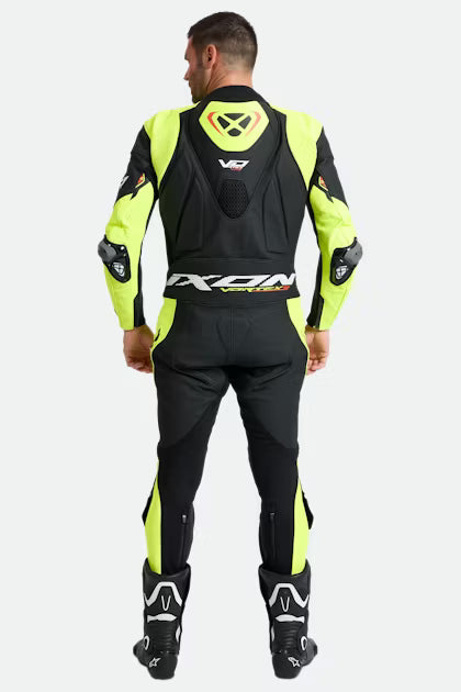 IXON Vortex 3 monoentrepieza Mono de cuero – Mono de carreras perforado | Hombre | Negro/Neón amarillo 