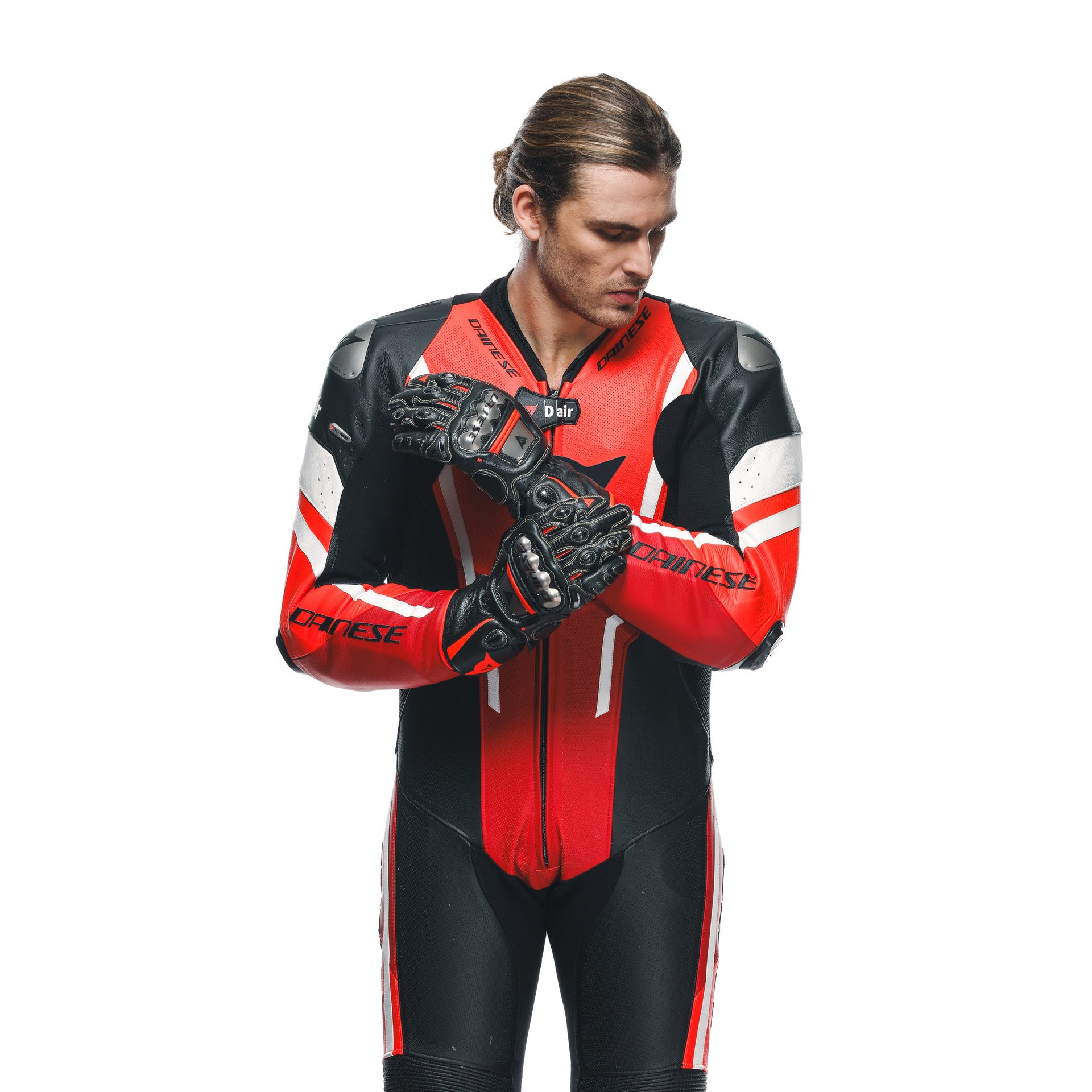 Dainese Misano 3 D-AIR® Mono de cuero – Traje de competición con airbag perforado | Hombre | Rojo 