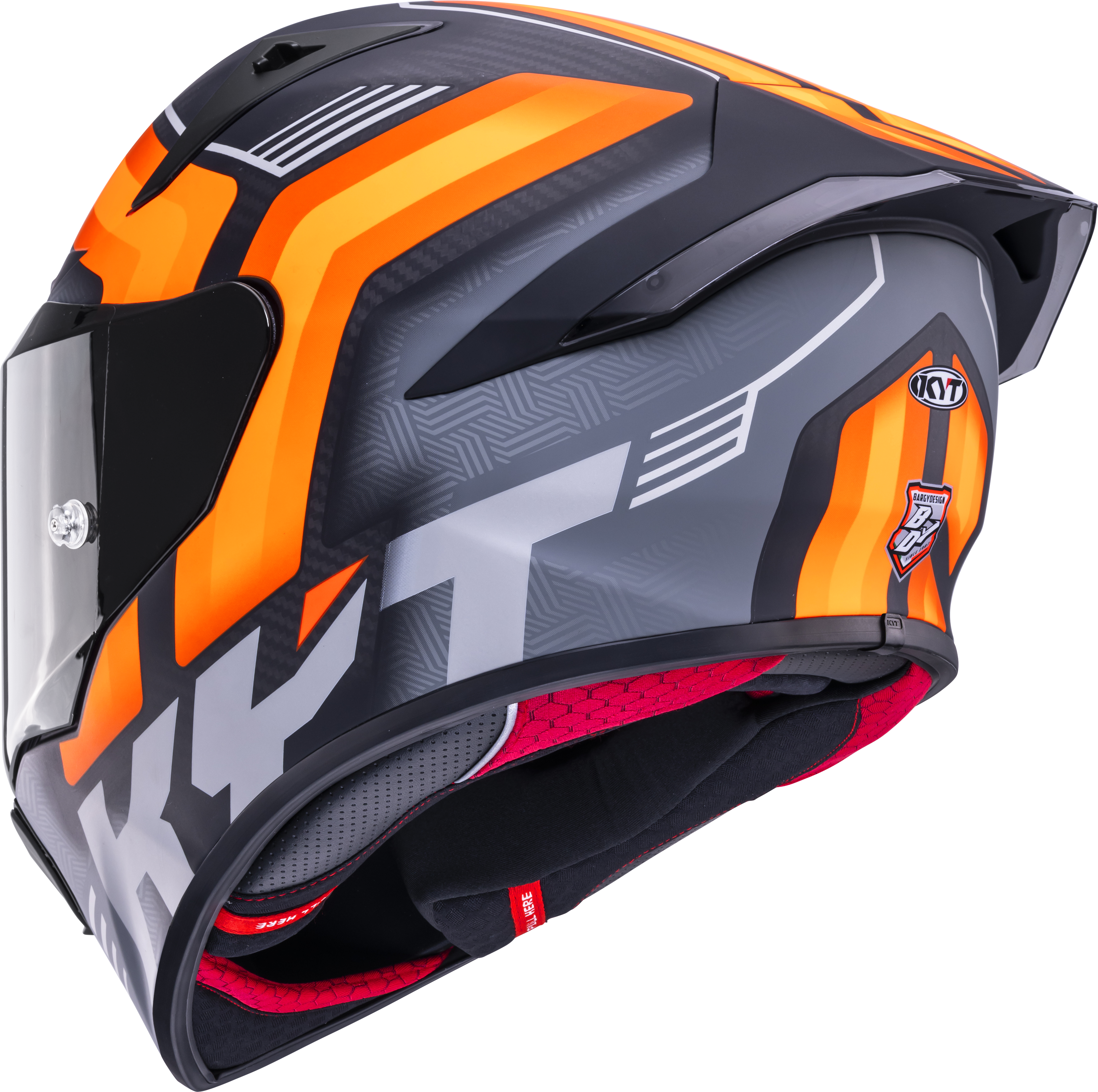KYT R1R Casco de Carreras Carbono Acelerador Mate Naranja Y6R10001 
