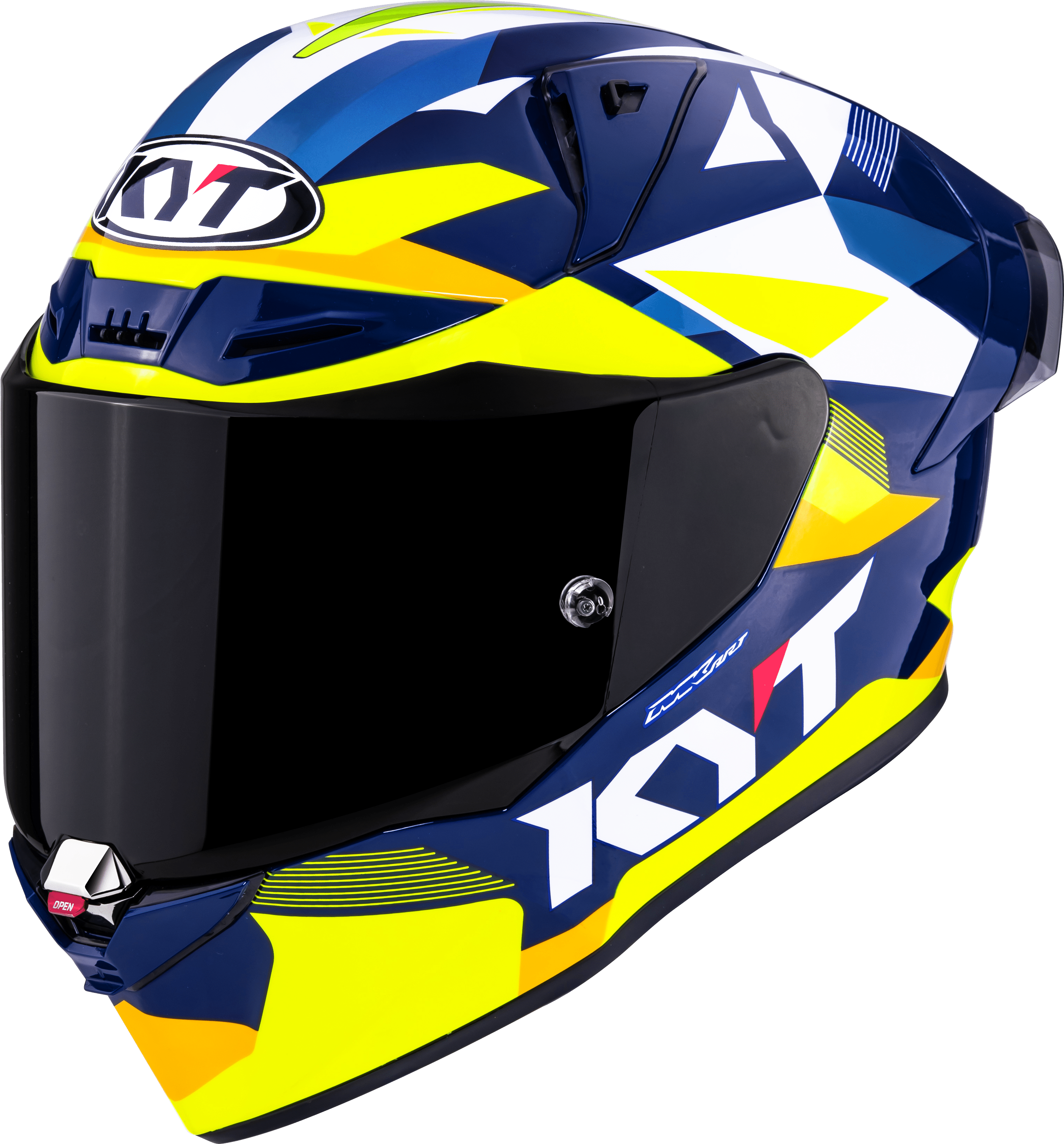 KYT R1R Casco de Carreras Carbono Diamante Azul / Amarillo Y6R10005 