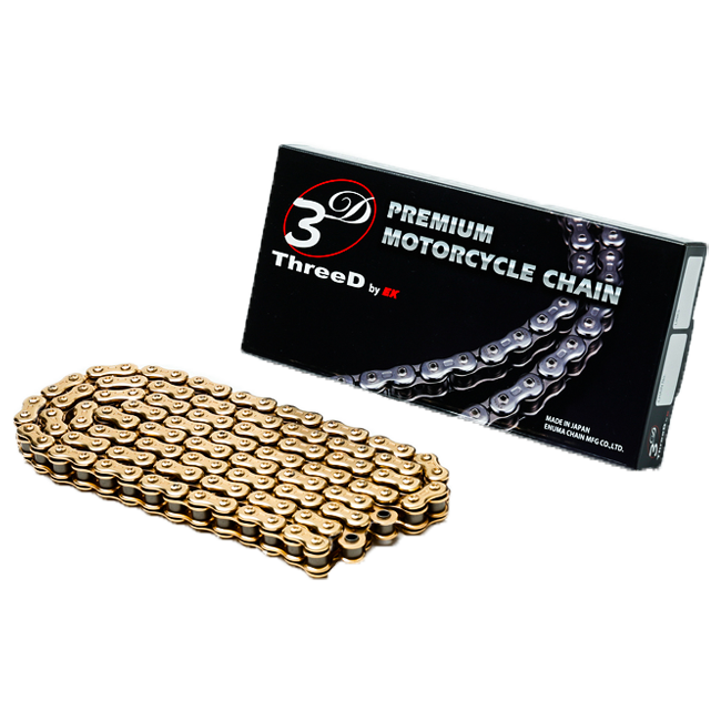 Cadena EK 525 SPR/3D Oro/Oro NX-Ring abierta con eslabón de remache – 110 - 120 eslabones 