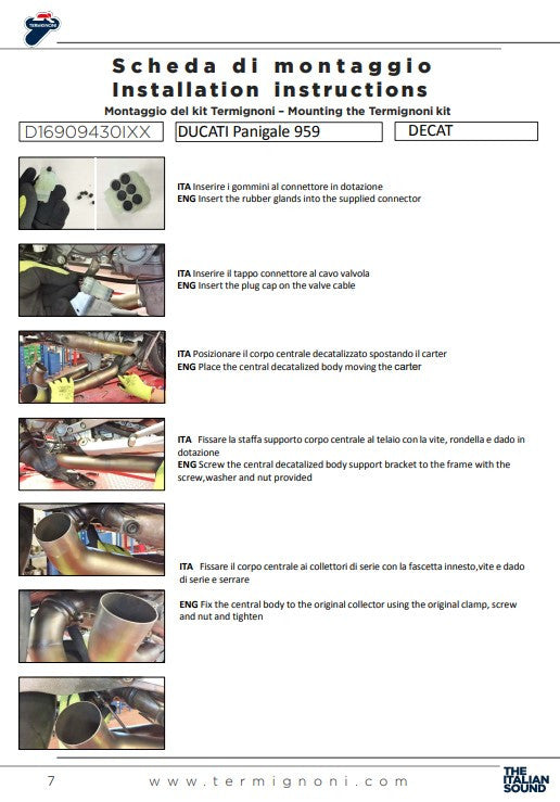 Termignoni tubo de reemplazo de catalizador Ducati Panigale 959 (16-19) D16909430IXX 