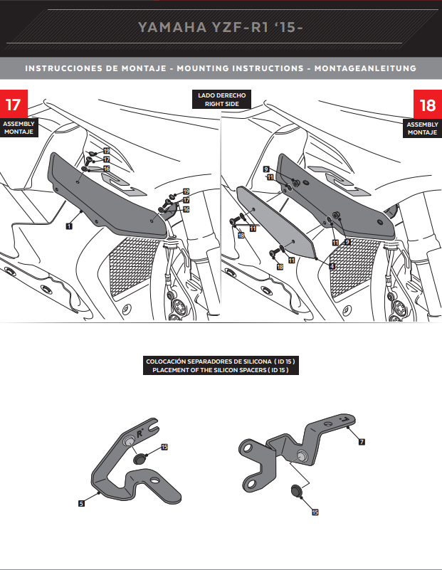 Alas Puig Spoiler Downforce Yamaha YZF-R1/M RN32 RN49 (15-19) 9766 