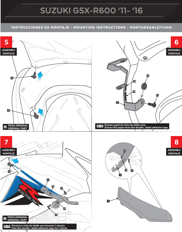 Spoilers de alerón Puig para downforce Suzuki GSX-R 600/750 (11-16) 3163 