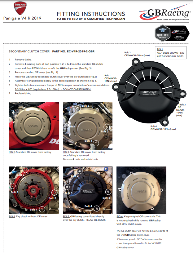 Protector de embrague cubreprotector GBRacing Ducati Panigale V4 R (19-21) 
