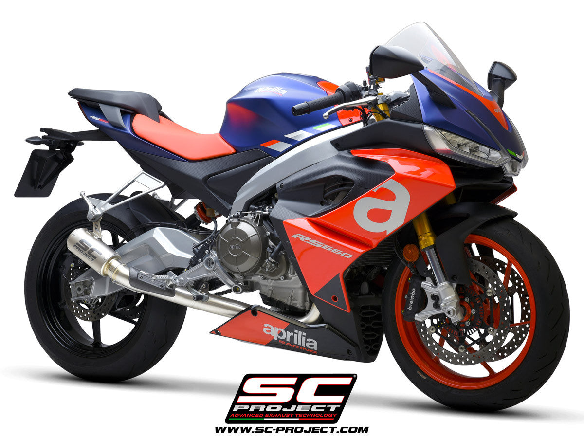 Sistema de escape completo de acero inoxidable SC-Project 2-1 CR-T para Aprilia RS 660 (20-25) 
