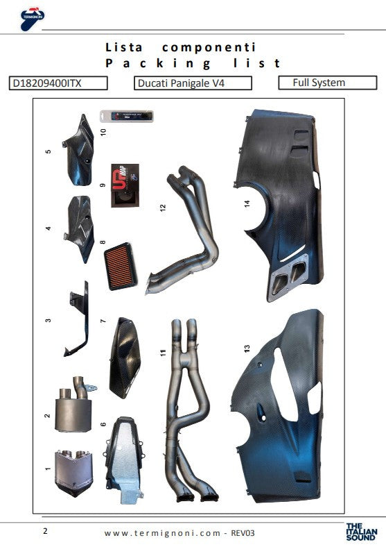 Sistema de escape completo de acero inoxidable Termignoni 4USCITE Ducati Panigale V4 R (19-24) D18209401ITX 