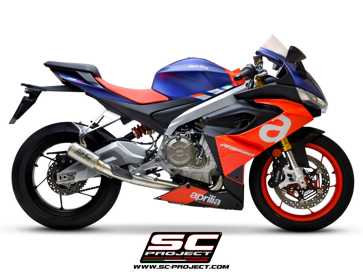 Sistema de escape completo de acero inoxidable SC-Project 2-1 CR-T para Aprilia RS 660 (20-25) 