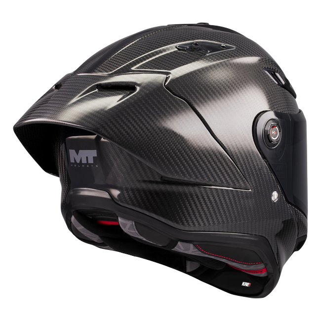MT-Helmets KRE 2 PLUS Pure A1 Integralhelm in Carbon glänzend — Dreiviertelansicht von hinten