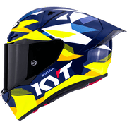 KYT R1R Casco de Carreras Carbono Diamante Azul / Amarillo Y6R10005 