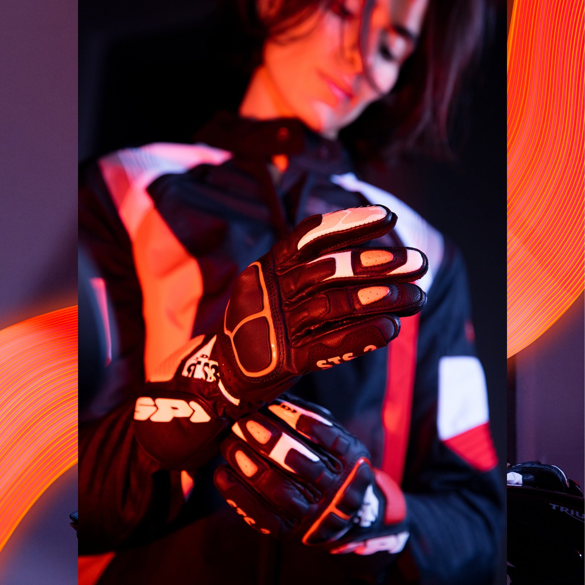 Spidi STS-3 Sport Motorrad Lederhandschuhe | Frauen | Rot | A220014