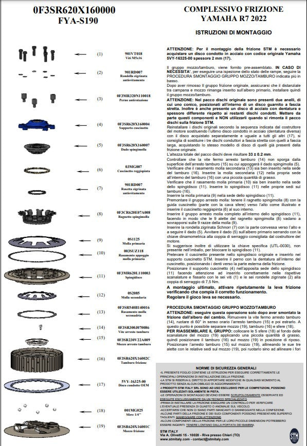 STM Embrague Anti-Saltos Yamaha YZF-R7 (22-25) FYA-S190 