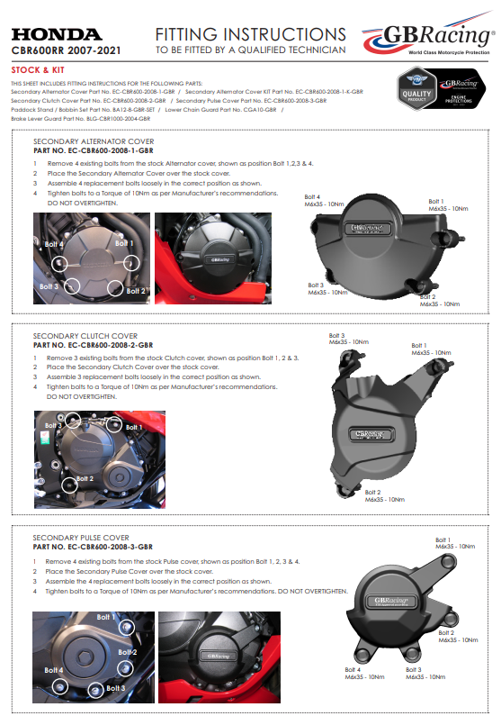 Protector de encendido cubierta de protección GBRacing Honda CBR 600 RR (07-21) 