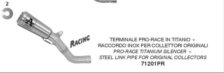 Kit de escape Arrow Slip-On Pro-Race Titanium para Aprilia RSV4/RR/RF (15-16) 71201PR 
