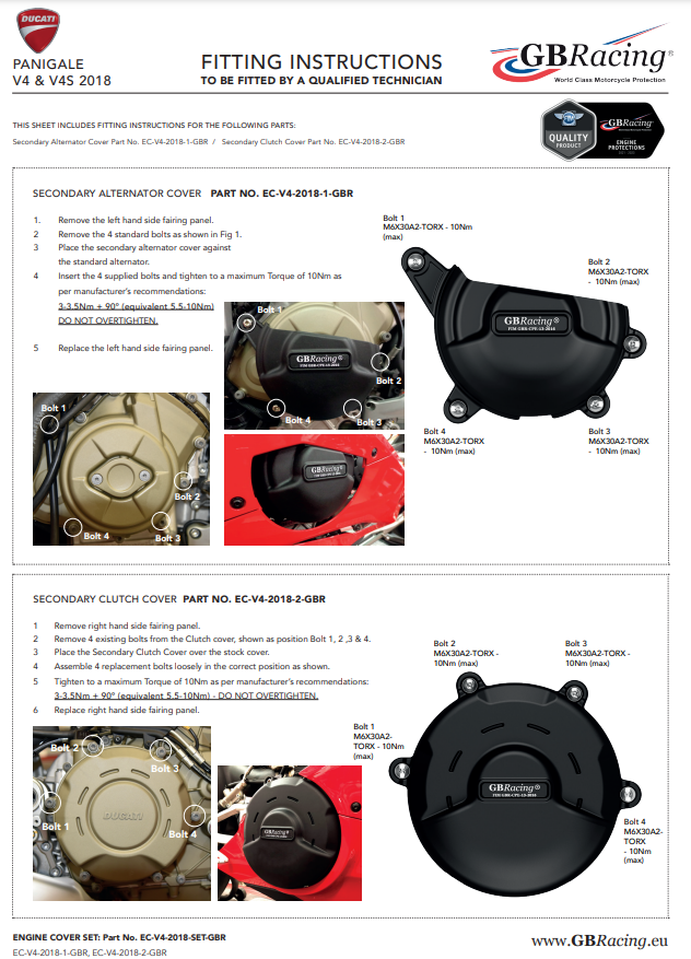 Protector de generador cubierta de protección GBRacing Ducati Panigale V4/S (18-24) 