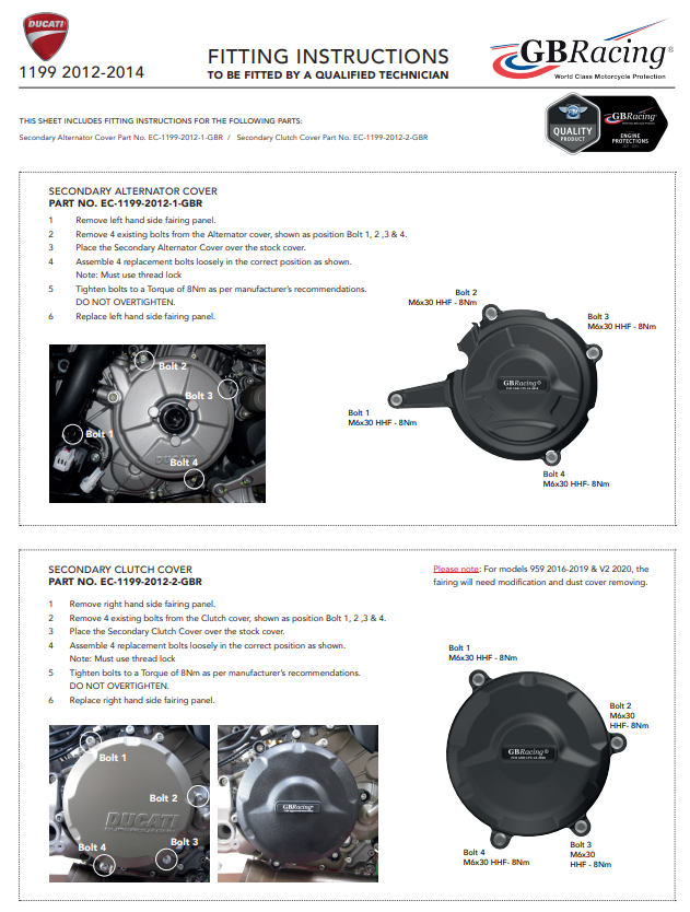 Protector de embrague cubreprotector GBRacing Ducati Panigale 1199/R/S (12-17) 