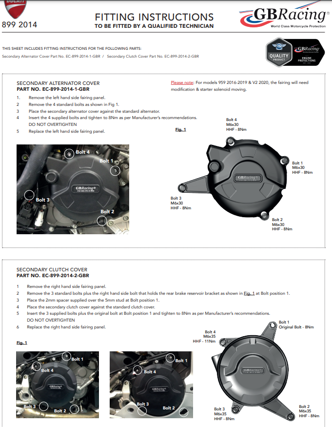 Protector de alternador cubierta de protección GBRacing Ducati Panigale 899 (13-16) 