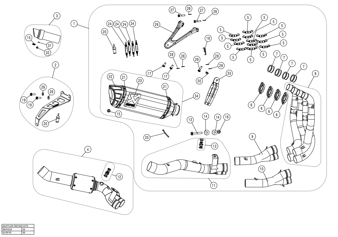 Akrapovic Racing Line (Acero Inoxidable) Kawasaki ZX-10 R/RR (21-25) S-K10R10-RC 