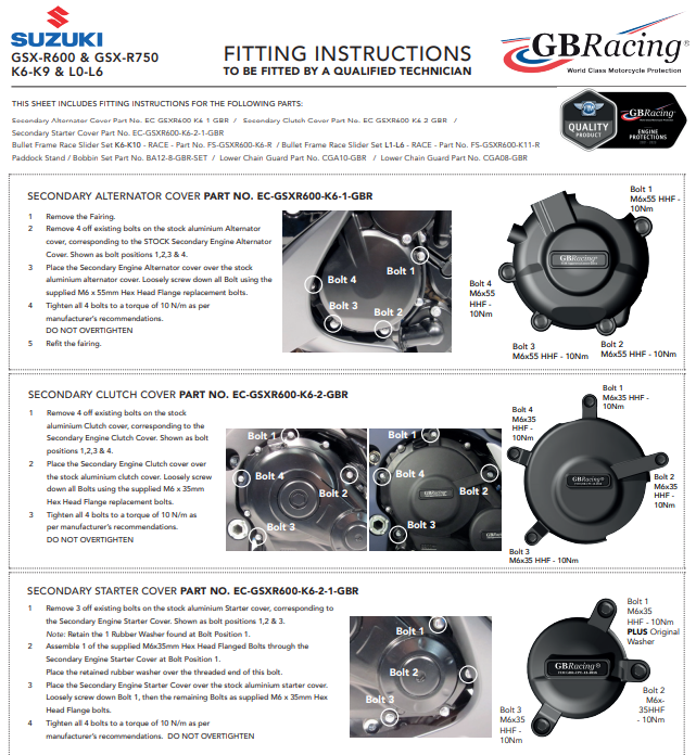 Protector de embrague cubierta de protección GBRacing Suzuki GSX-R 600/750 (06-16) 